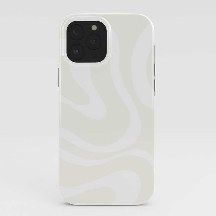 Modern Liquid Swirl Abstract Pattern in Barely There Eggshell on White iPhone Case Gallery Image 40