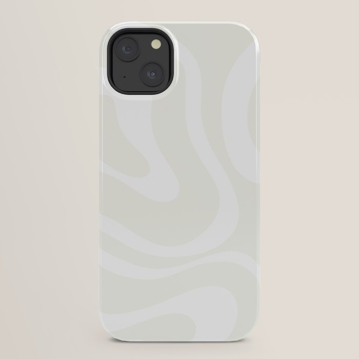 Modern Liquid Swirl Abstract Pattern in Barely There Eggshell on White iPhone Case Gallery Image 30