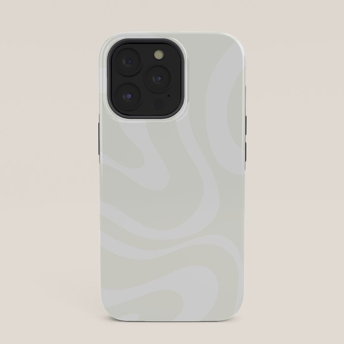 Modern Liquid Swirl Abstract Pattern in Barely There Eggshell on White iPhone Case Gallery Image 35