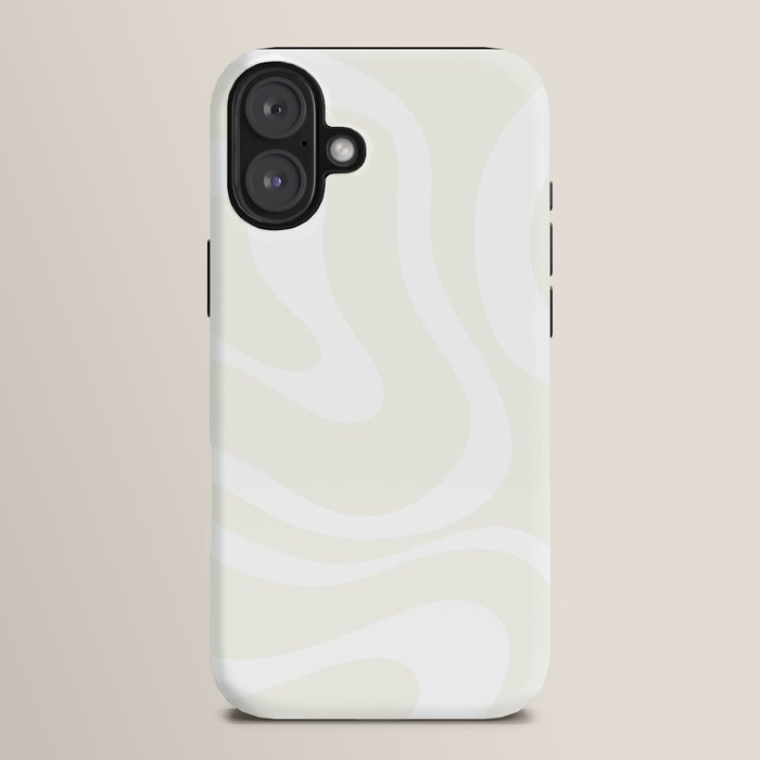 Modern Liquid Swirl Abstract Pattern in Barely There Eggshell on White iPhone Case Gallery Image 14