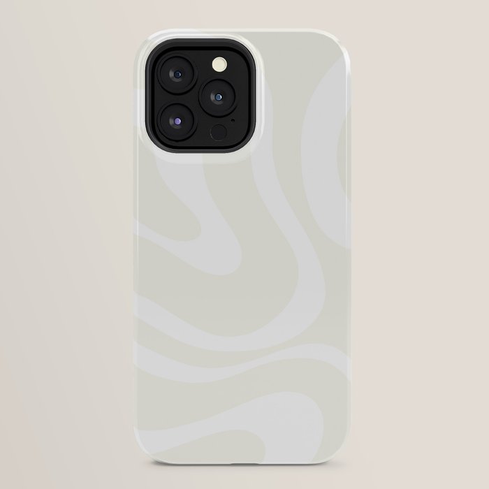 Modern Liquid Swirl Abstract Pattern in Barely There Eggshell on White iPhone Case Gallery Image 32