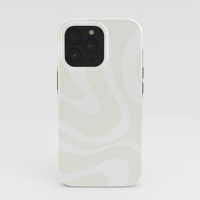 Modern Liquid Swirl Abstract Pattern in Barely There Eggshell on White iPhone Case Gallery Image 39