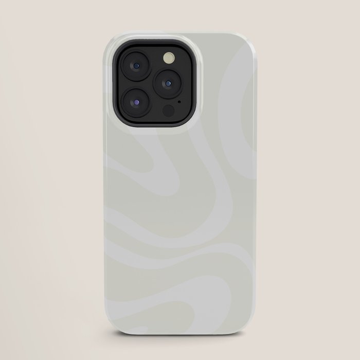 Modern Liquid Swirl Abstract Pattern in Barely There Eggshell on White iPhone Case Gallery Image 27