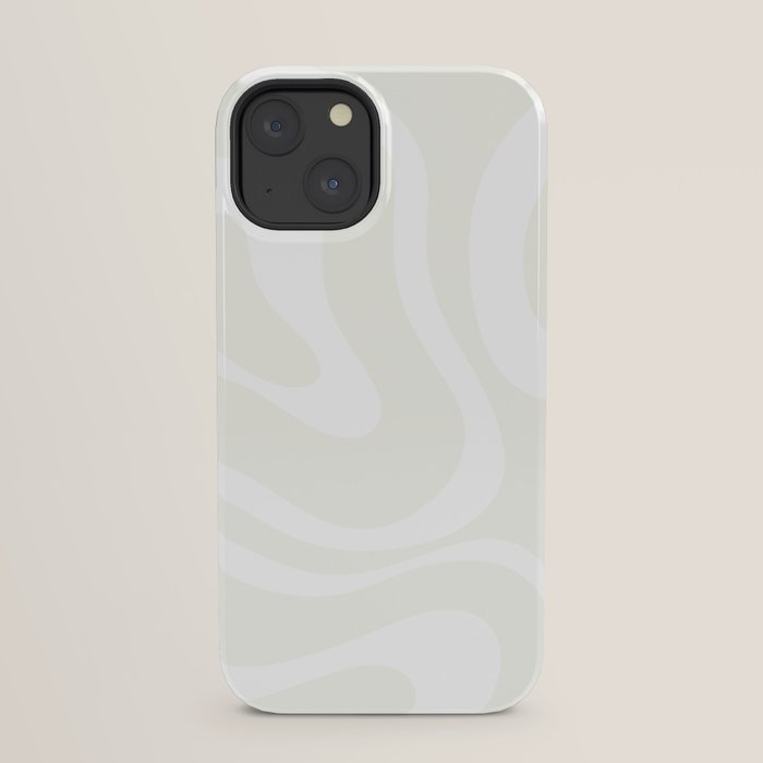 Modern Liquid Swirl Abstract Pattern in Barely There Eggshell on White iPhone Case Gallery Image 29