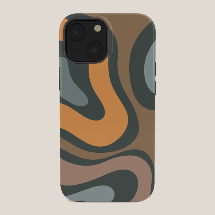 Modern Retro Liquid Swirl Abstract Slate Blue Orange Brown Taupe iPhone Case Gallery Image 34