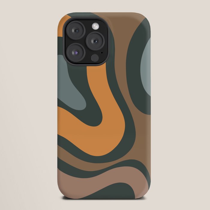 Modern Retro Liquid Swirl Abstract Slate Blue Orange Brown Taupe iPhone Case Gallery Image 20