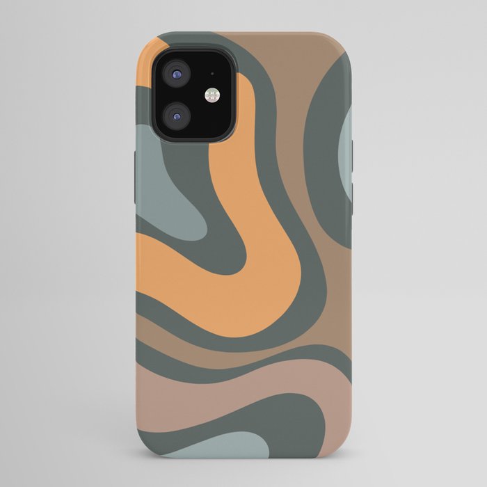 Modern Retro Liquid Swirl Abstract Slate Blue Orange Brown Taupe iPhone Case Gallery Image 42