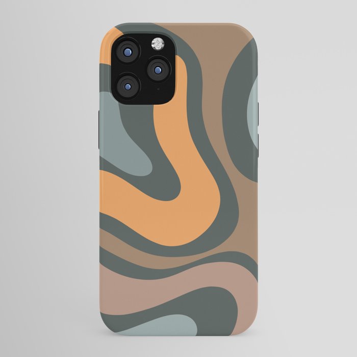Modern Retro Liquid Swirl Abstract Slate Blue Orange Brown Taupe iPhone Case Gallery Image 43