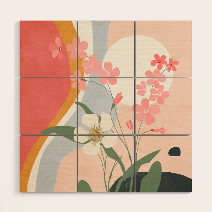 Colorful Flower Design 1 Wood Wall Art Gallery Image 1