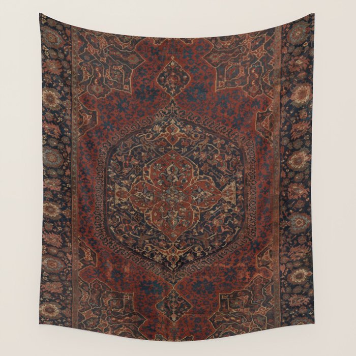 Boho Chic Dark I // 17th Century Colorful Medallion Red Blue Green Brown Ornate Accent Rug Pattern Wall Tapestry Gallery Image 4