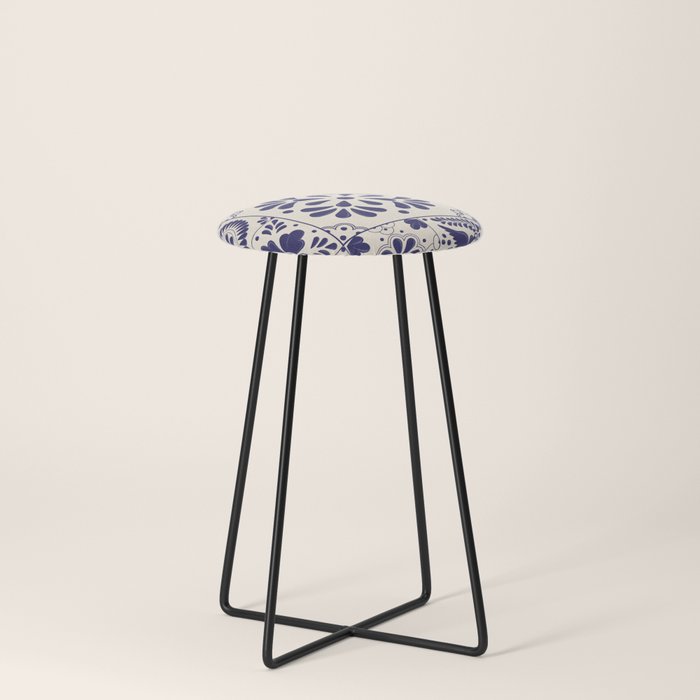 Blue Mexican Talavera Pattern by Akbaly Stool Gallery Image 3