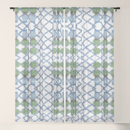 Hand Painted Ginger Jar Chinoiserie Pattern Window Curtain Gallery Image 17