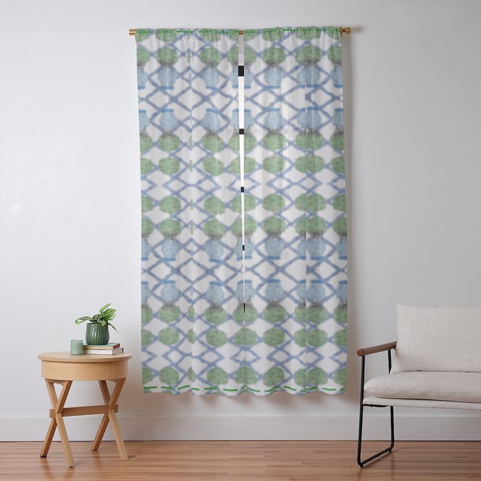 Hand Painted Ginger Jar Chinoiserie Pattern Window Curtain Gallery Image 9