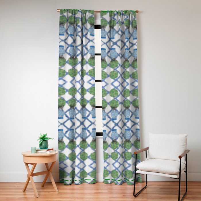 Hand Painted Ginger Jar Chinoiserie Pattern Window Curtain Gallery Image 8