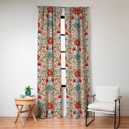 Victorian Botanicals - Carnations in Red and Green Window Curtain Gallery Image 4