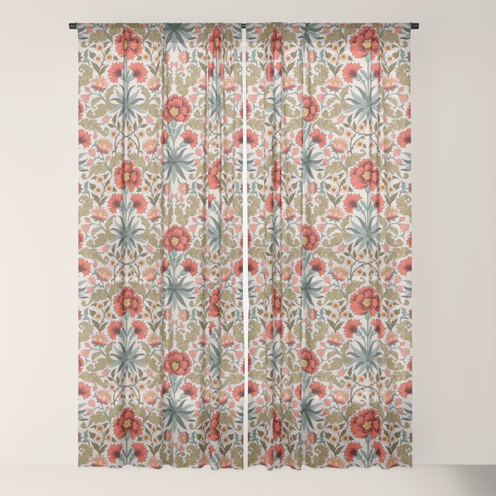 Victorian Botanicals - Carnations in Red and Green Window Curtain Gallery Image 18