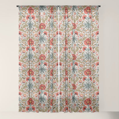 Victorian Botanicals - Carnations in Red and Green Window Curtain Gallery Image 18