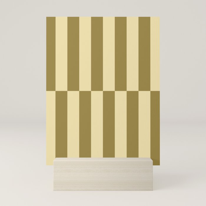 Strippy - Butter and Olive Mini Art Print Gallery Image 5