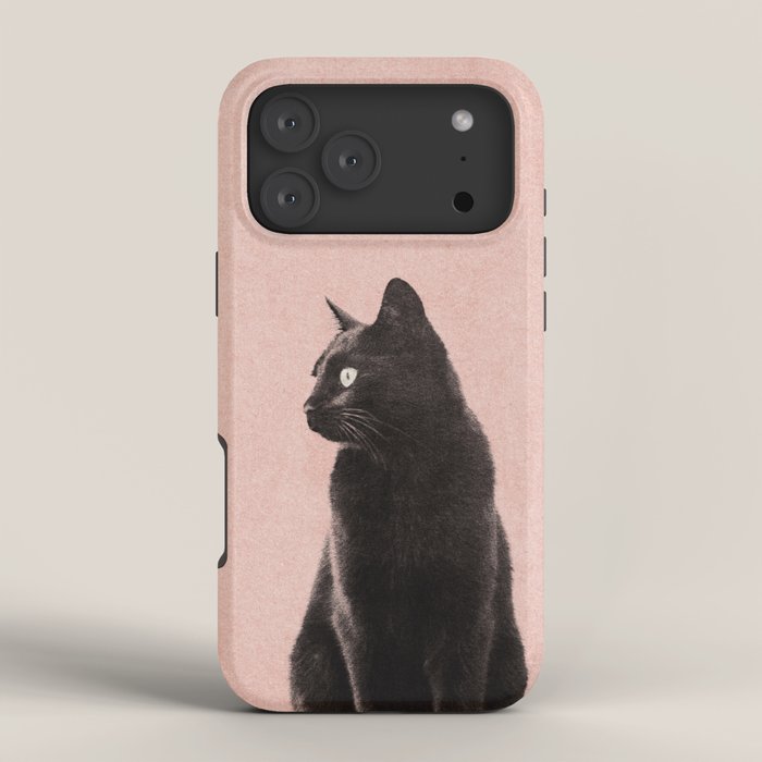 MINIMAL ANIMAL / Black Cat - peach iPhone Case Gallery Image 4