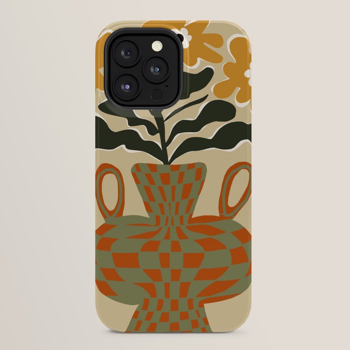 vintage flower vase with check iPhone Case Gallery Image 32