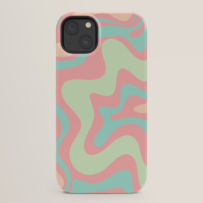 Retro Liquid Swirl Abstract Pattern in Pastel Sherbet Blush Pink and Mint iPhone Case Gallery Image 22