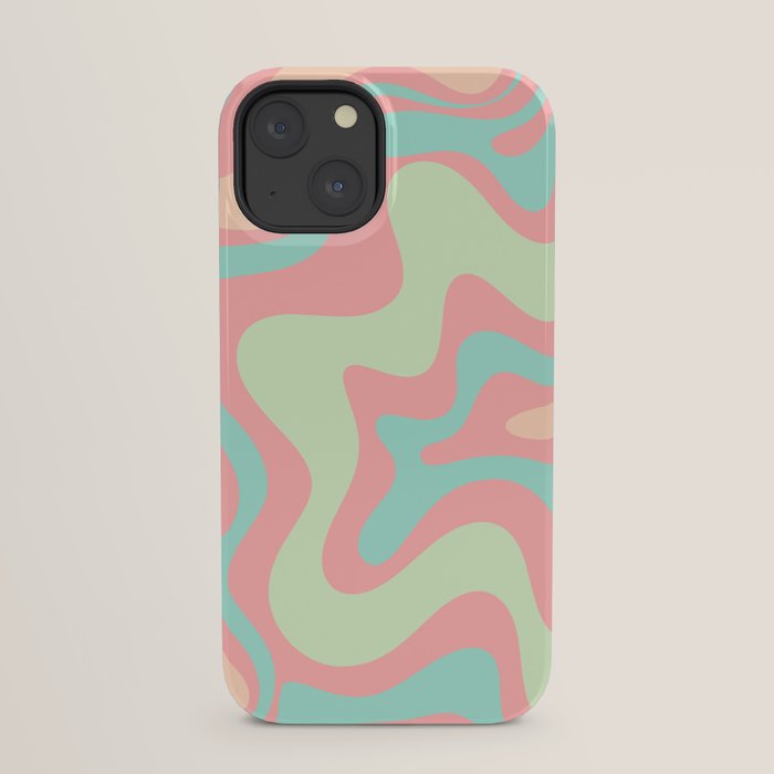 Retro Liquid Swirl Abstract Pattern in Pastel Sherbet Blush Pink and Mint iPhone Case Gallery Image 21
