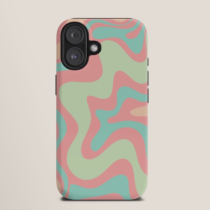 Retro Liquid Swirl Abstract Pattern in Pastel Sherbet Blush Pink and Mint iPhone Case Gallery Image 9