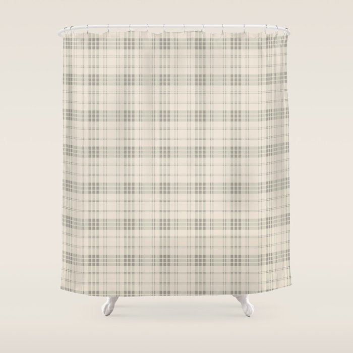 Cream Plaid Shower Curtain Gallery Image 1