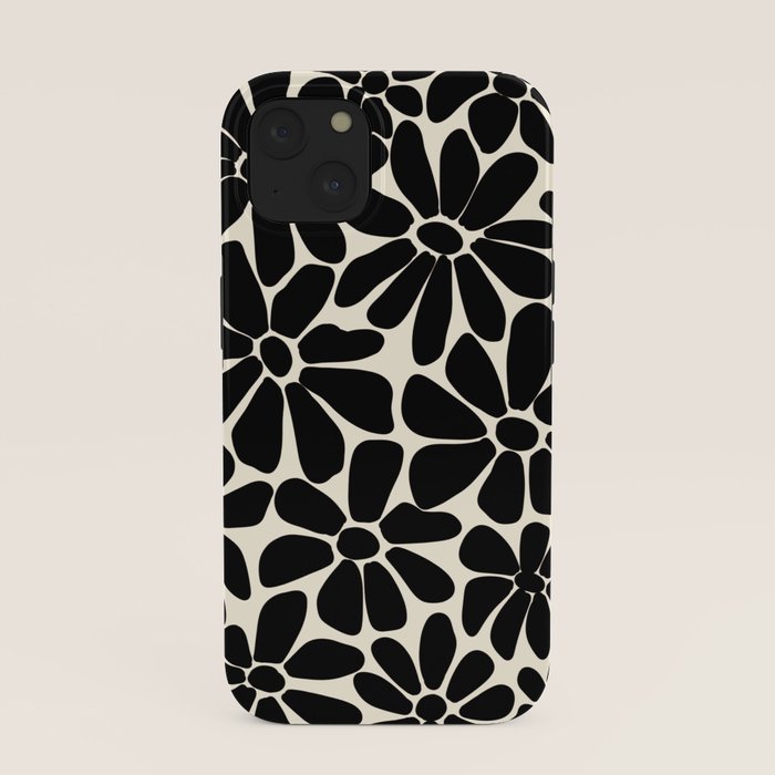 Black and White Retro Floral Art Print iPhone Case Gallery Image 37