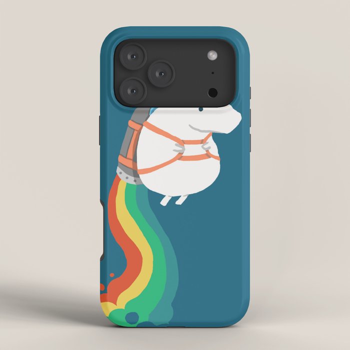 Fat Unicorn on Rainbow Jetpack iPhone Case Gallery Image 4