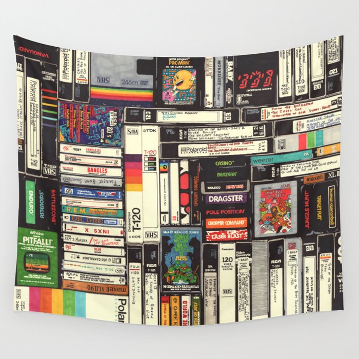 Cassettes, VHS and Video Games Wall Tapestry Gallery Image 3