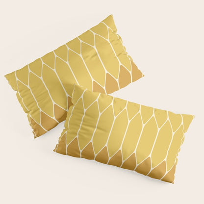 Minimalist Geometric Long Honeycomb Two-Toned Pattern in Light and Dark Mustard Pillow Sham Gallery Image 4