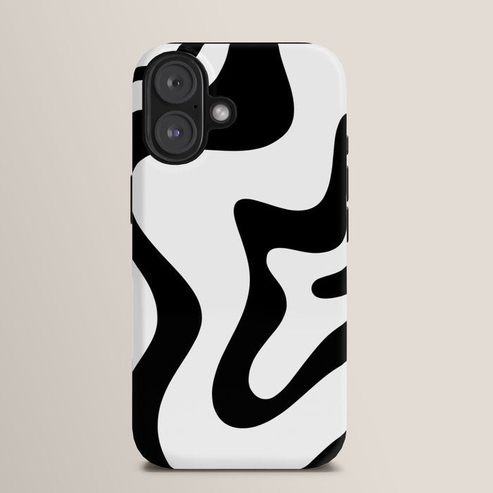 Retro Liquid Swirl Abstract Pattern Square Black and White iPhone Case Gallery Image 13