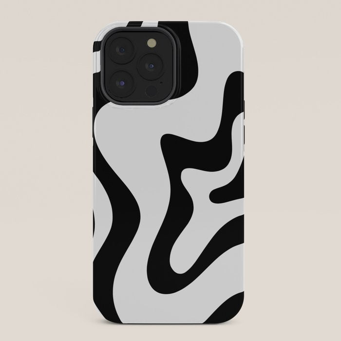 Retro Liquid Swirl Abstract Pattern Square Black and White iPhone Case Gallery Image 36