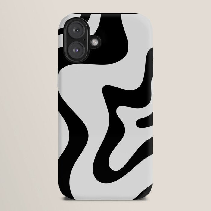 Retro Liquid Swirl Abstract Pattern Square Black and White iPhone Case Gallery Image 10