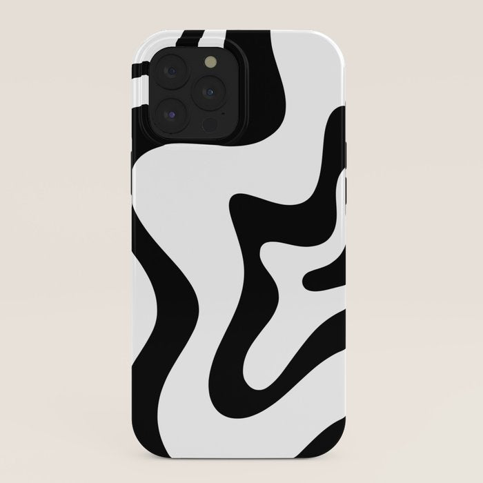 Retro Liquid Swirl Abstract Pattern Square Black and White iPhone Case Gallery Image 40