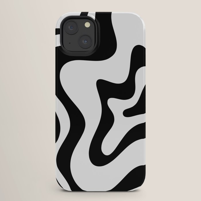 Retro Liquid Swirl Abstract Pattern Square Black and White iPhone Case Gallery Image 26