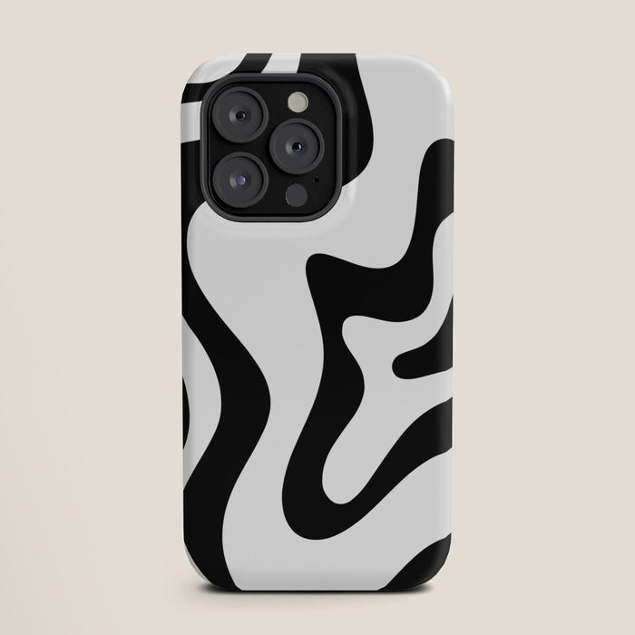 Retro Liquid Swirl Abstract Pattern Square Black and White iPhone Case Gallery Image 19
