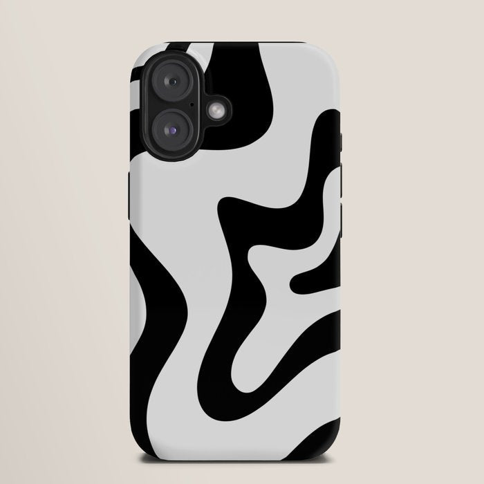 Retro Liquid Swirl Abstract Pattern Square Black and White iPhone Case Gallery Image 9