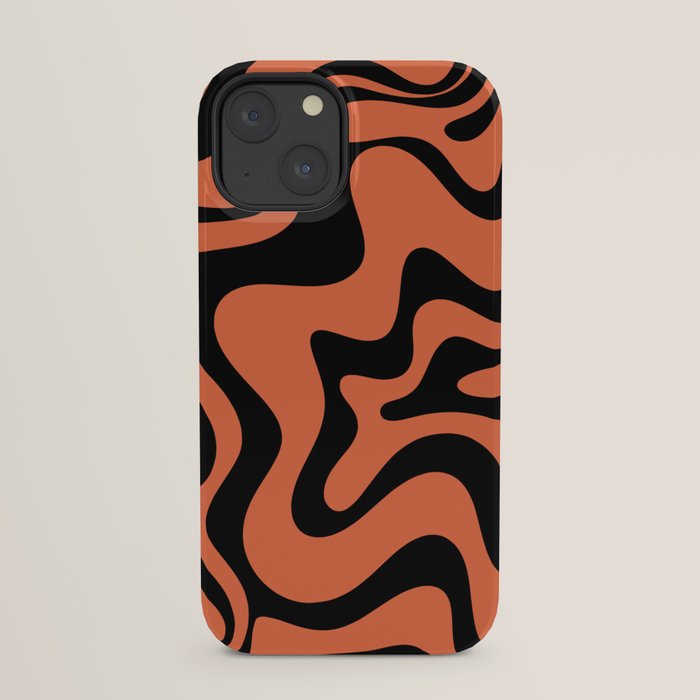 Retro Liquid Swirl Abstract Pattern in Black and Orange iPhone Case Gallery Image 29