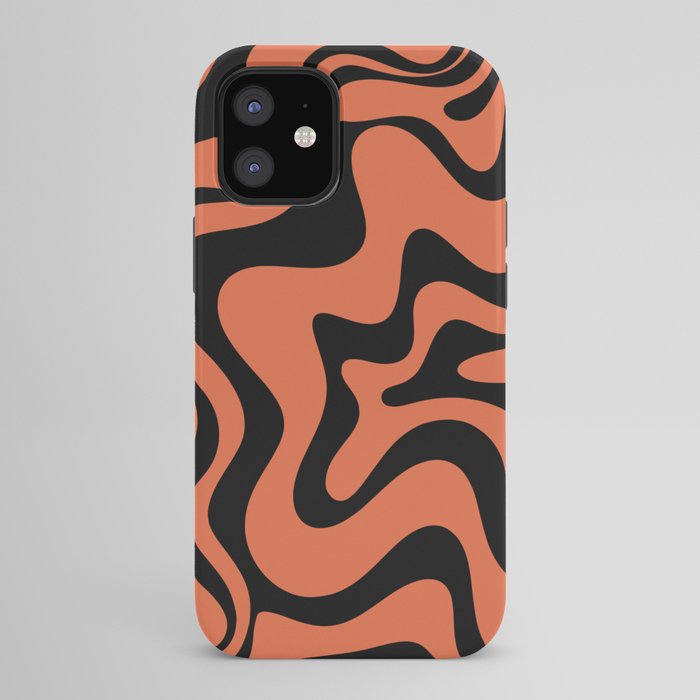 Retro Liquid Swirl Abstract Pattern in Black and Orange iPhone Case Gallery Image 42