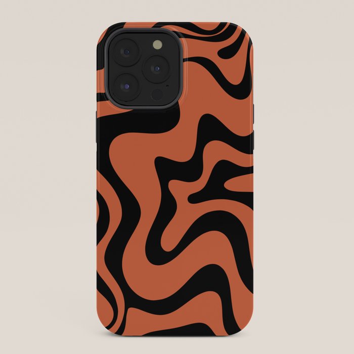 Retro Liquid Swirl Abstract Pattern in Black and Orange iPhone Case Gallery Image 36