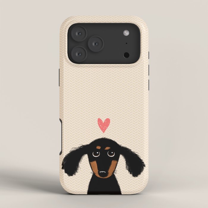 Dachshund Love | Cute Longhaired Black and Tan Wiener Dog iPhone Case Gallery Image 4