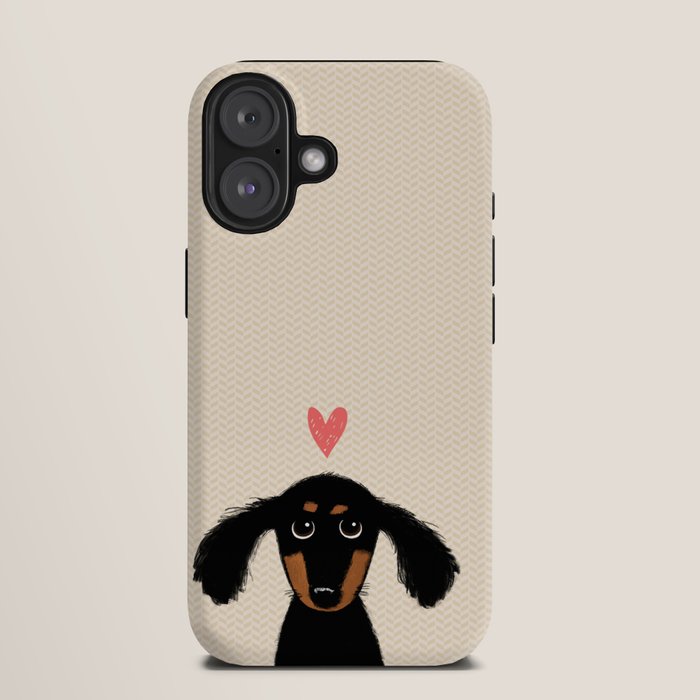 Dachshund Love | Cute Longhaired Black and Tan Wiener Dog iPhone Case Gallery Image 9