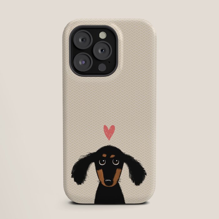 Dachshund Love | Cute Longhaired Black and Tan Wiener Dog iPhone Case Gallery Image 19