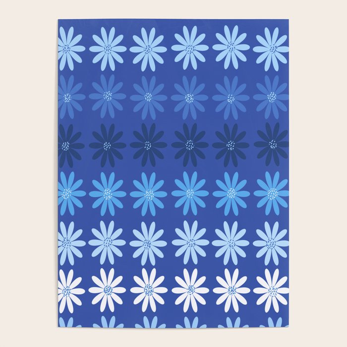 Ombre Abstract Daisies on Cobalt Blue Poster Gallery Image 2