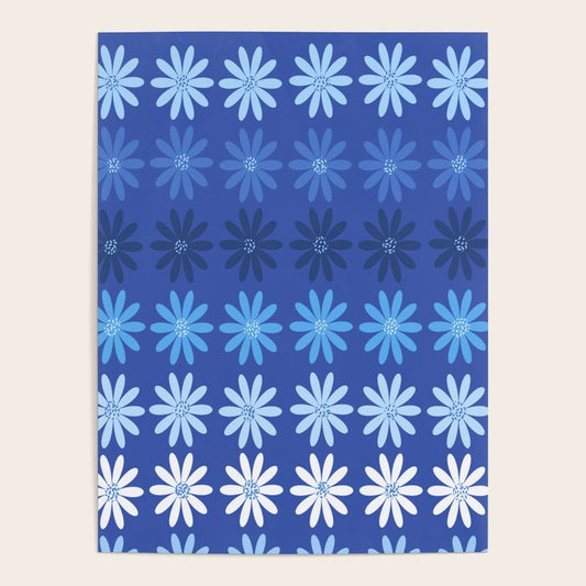 Ombre Abstract Daisies on Cobalt Blue Poster Gallery Image 1
