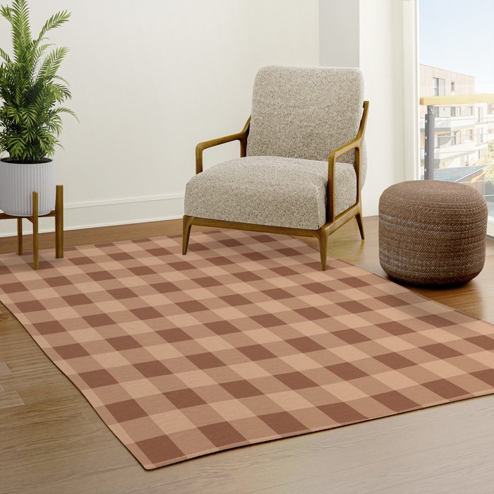 Gingham Large Brown Dark Light Tan Rug Gallery Image 3