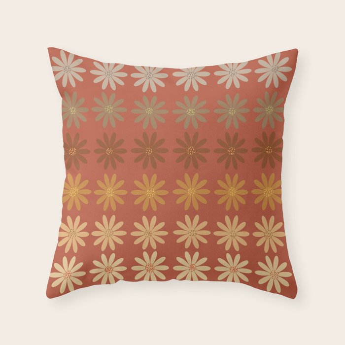 Ombre Abstract Daisies on Mandarin Orange Throw Pillow Gallery Image 6