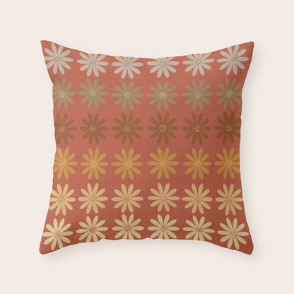 Ombre Abstract Daisies on Mandarin Orange Throw Pillow Gallery Image 6